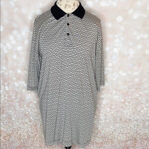 𝅺BOBBY Chan Black And White Silk Blend Polo Shirt